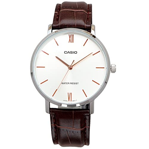 Casio Men’s Quartz Watch MTP-VT01L-7B2 Silver Dial Brown Leather Band