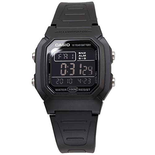 Casio Men’s Digital Watch W-800H-1BV Black Reverse LCD Stopwatch Alarm