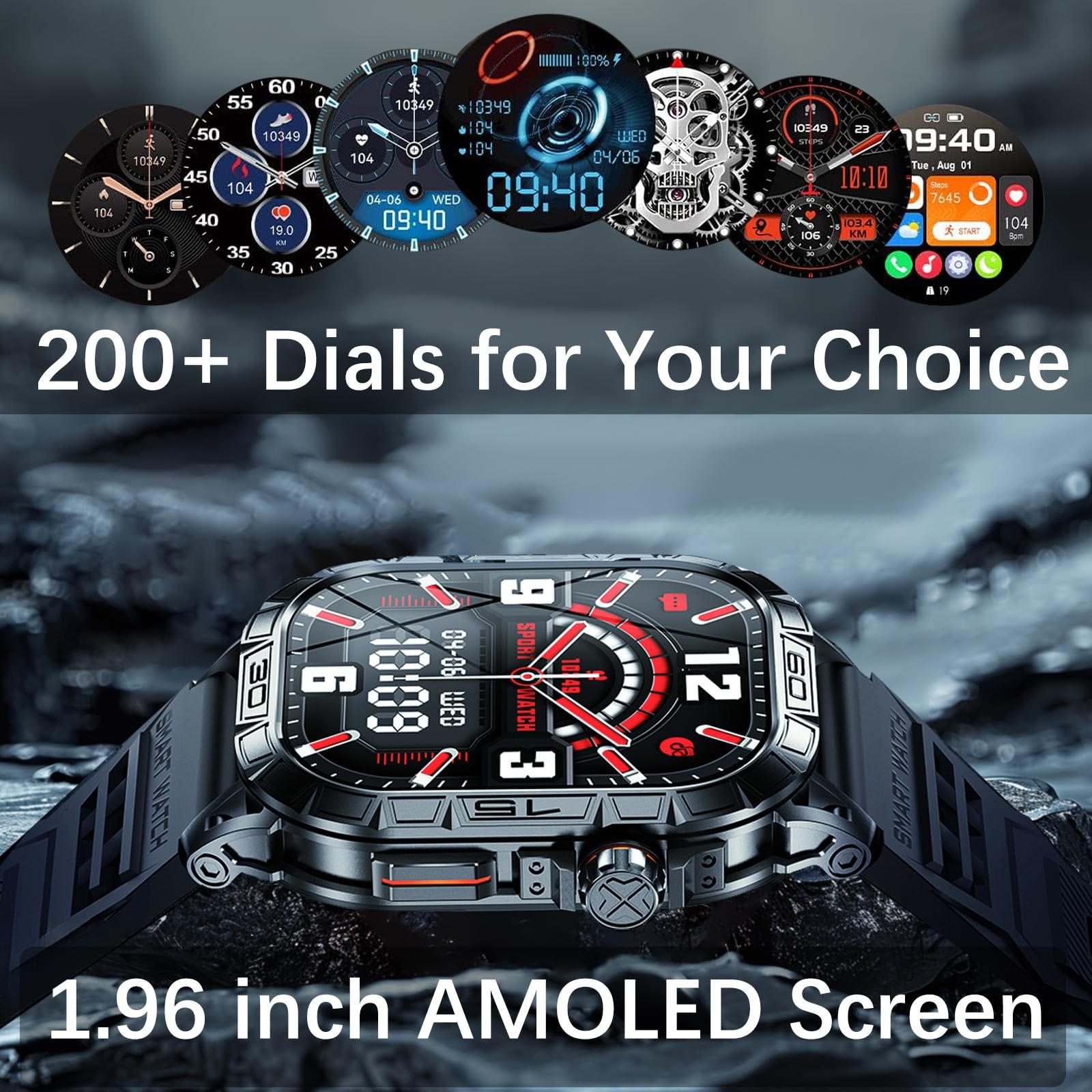 Invyxr Rugged Smart Watch Health Watches For Men Waterproof Smart Watches For