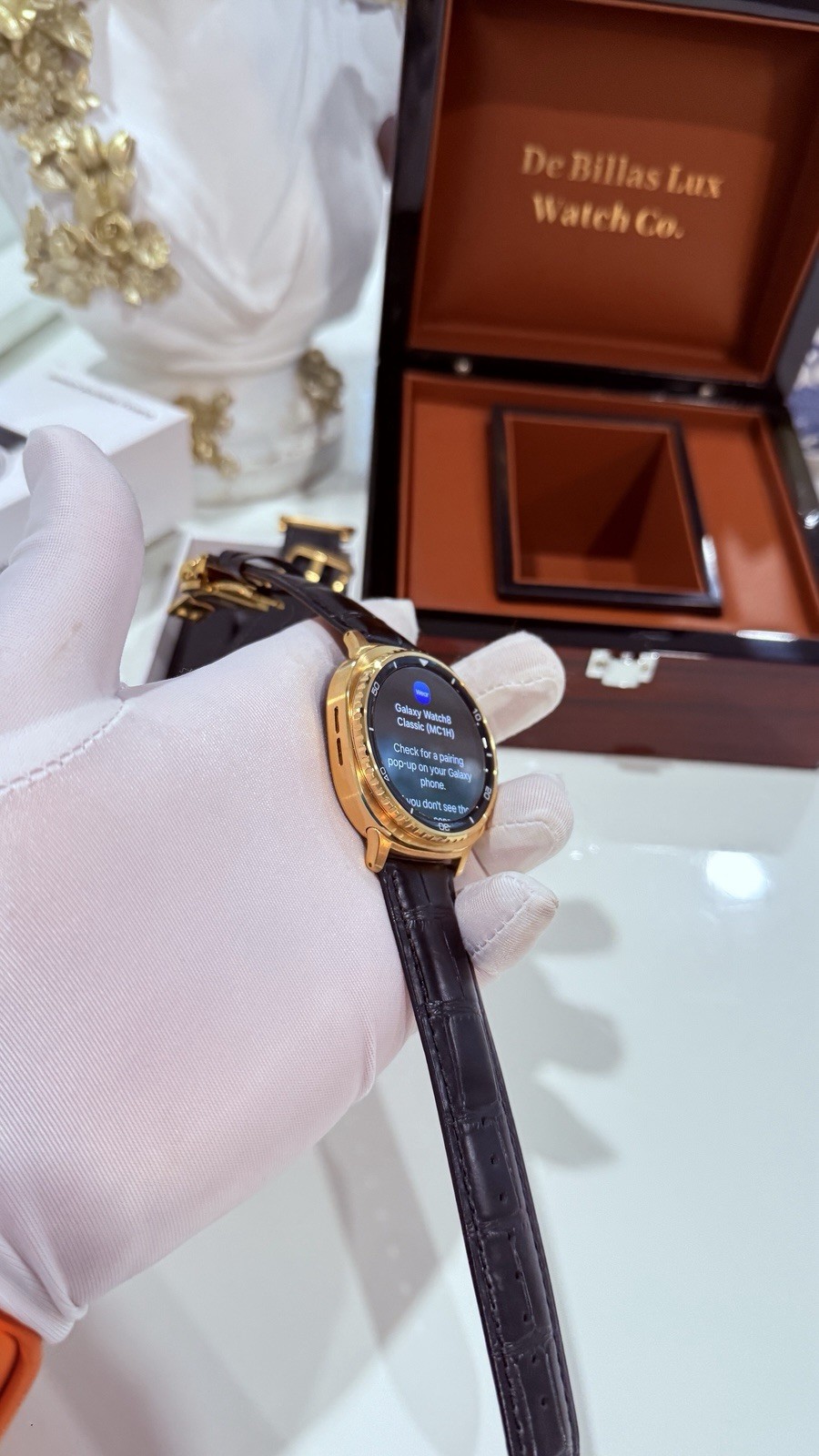 Custom 24k Gold Plated Samsung Galaxy Watch 8 Classic Black GPS LTE 2 Bands