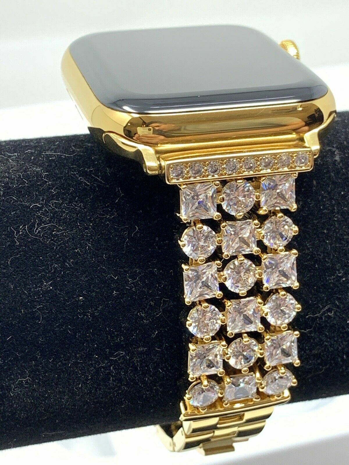 24K Gold Plated 44MM Apple Watch SERIES 4 Gold Link Band Diamond Rhinestones LTE