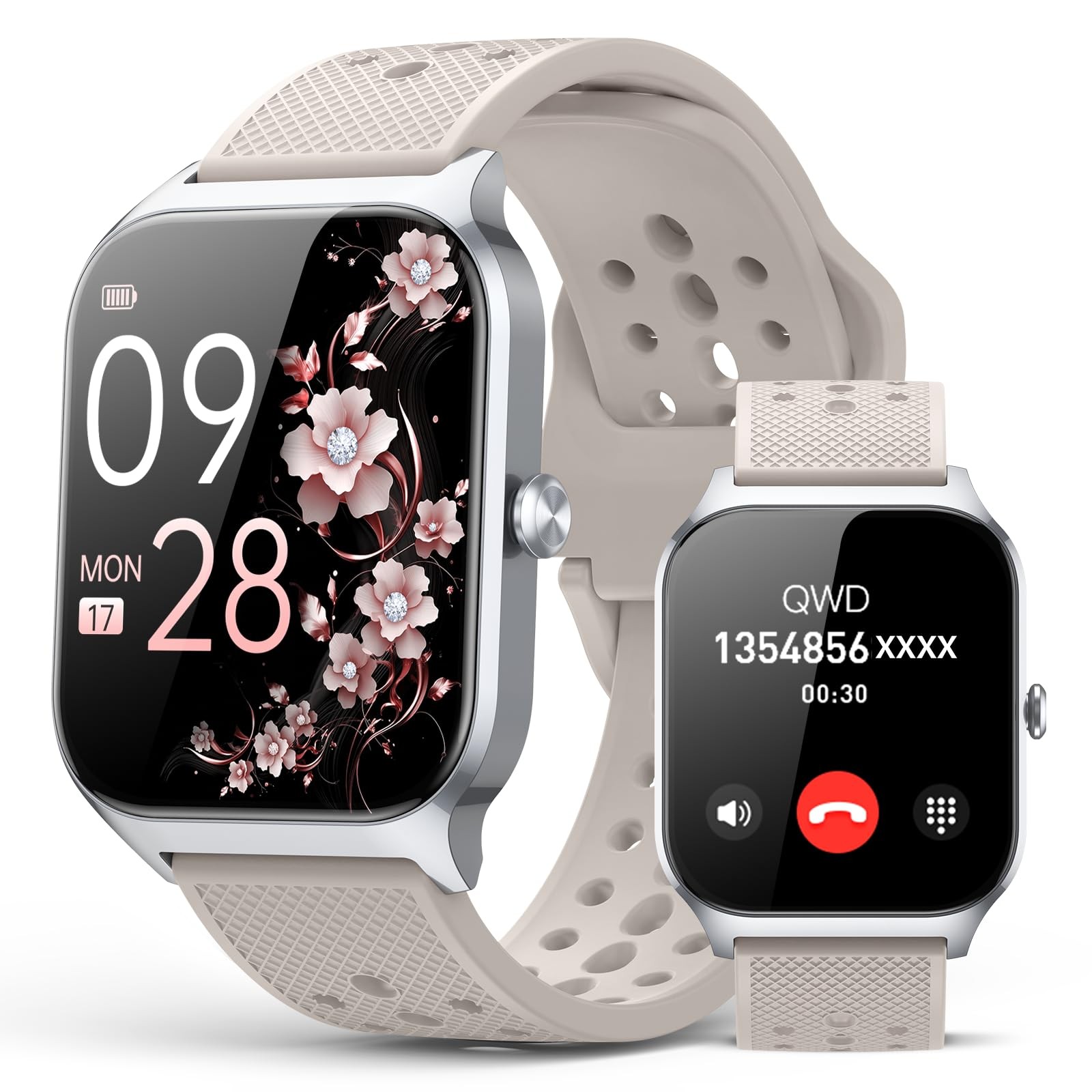 paybay Smart Watch for Women Men – Answer/Make Call, Fitness 1.83, Silver
