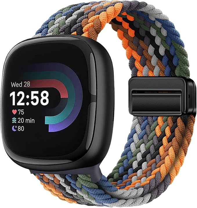 1 Pack Elastic Nylon Sport Loop Strap Compatible with Fitbit Versa 4/3, Sense 2/