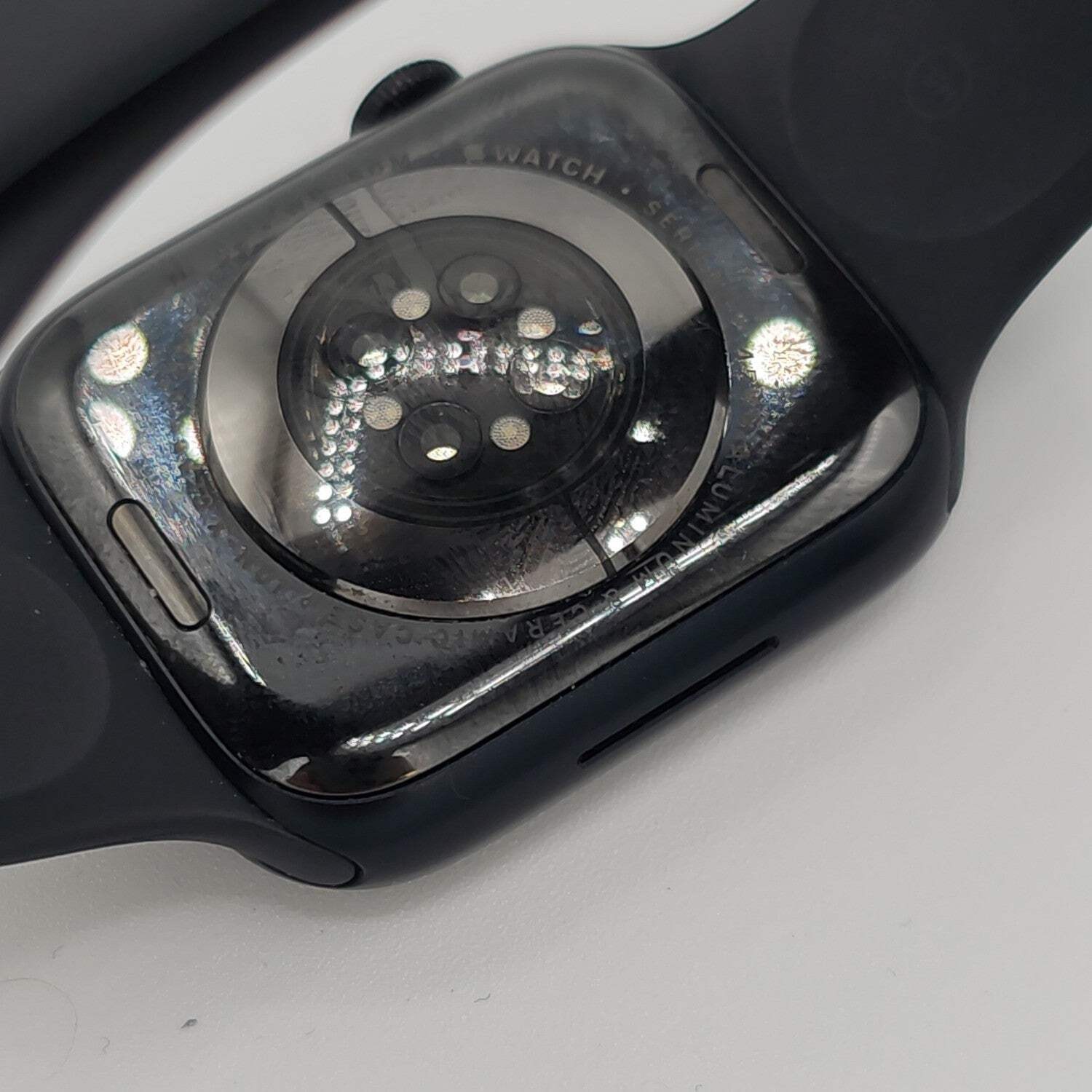 Unlocked Apple Watch Series 7 45MM Silver Aluminum Black Sport Band A2477