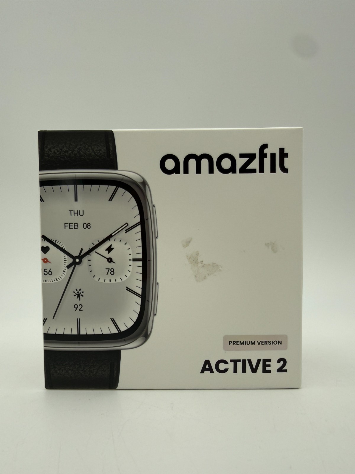 Amazfit Active 2 Square Smartwatch Black Leather GPS AMOLED Fitness Watch New