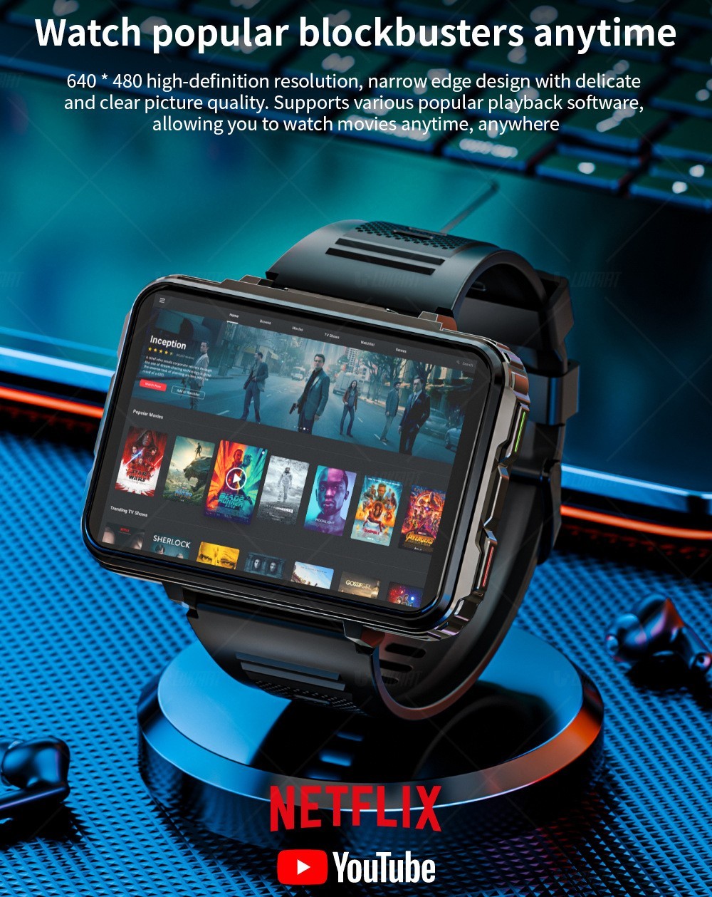 64GB/128GB 4G Android 10.7 Smart Call Watch 2.4″ TFT Dual System Dual HD Camera