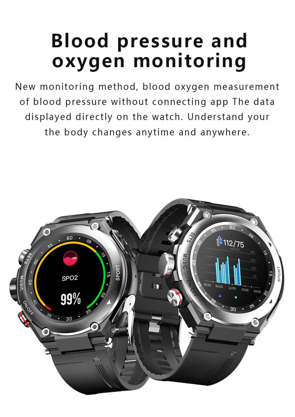 Bluetooth Headset Smart Watch 2 in 1 Activity Fitness Tracker Music Wristwatches