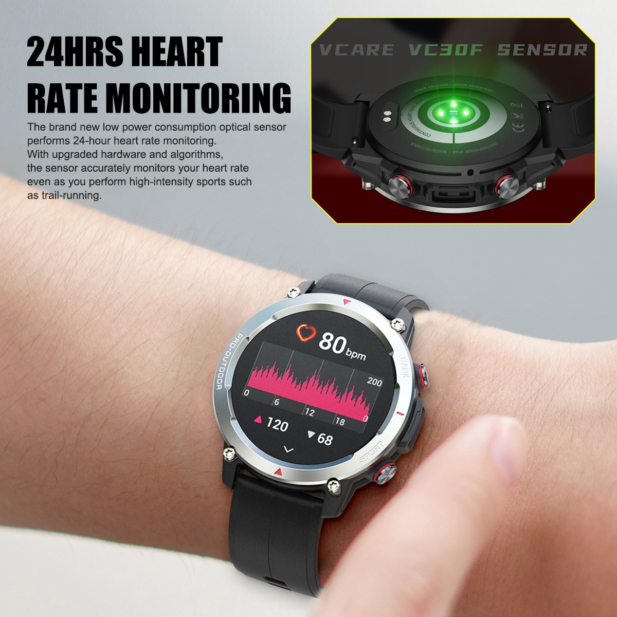 FT53 Smartwatch IP68 1.43″ AMOLED HR 30m Waterproof BT Call for Android/iOS