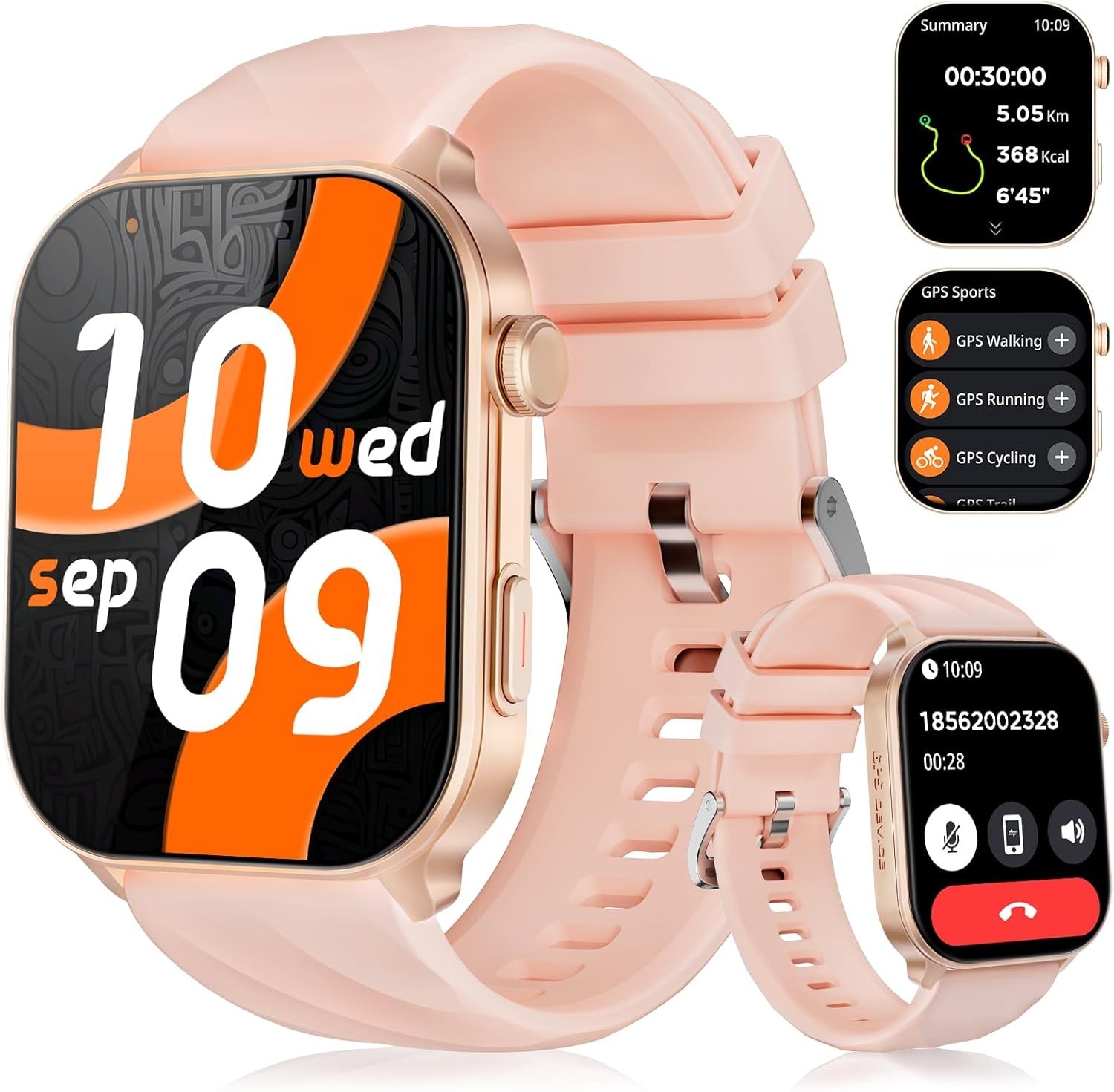 2025 GPS Smart Watch 2.01″ HD Screen Bluetooth Calling 110+ Sports Heart Monitor