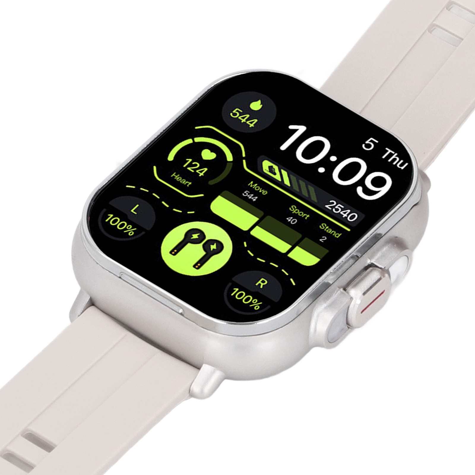 2 In 1 Smart Watch With Earbuds 2.01 Inch HD Touch Screen Bluetooth Call Fi XYJM