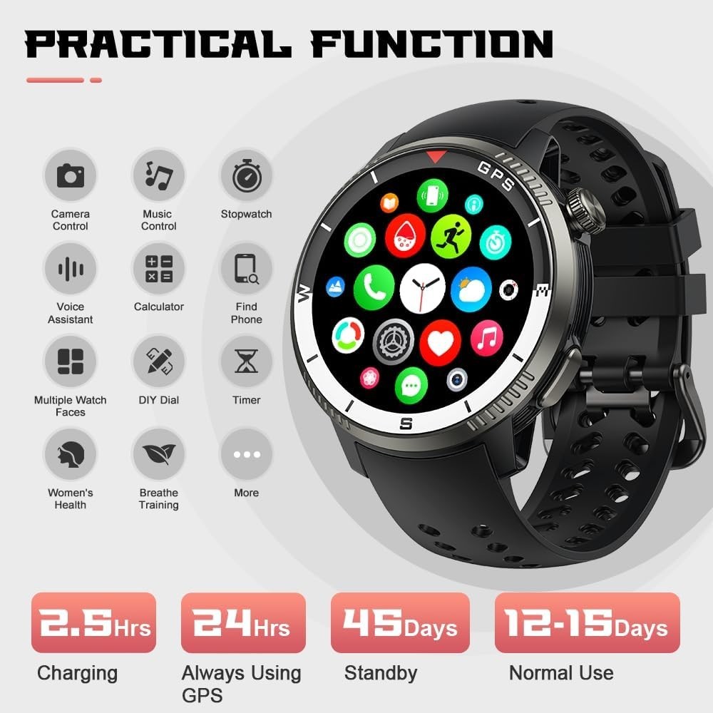 Smart Watch(Answer/Make Call), Smartwatch for Men Women, 1.43″ HD AMOLED Display