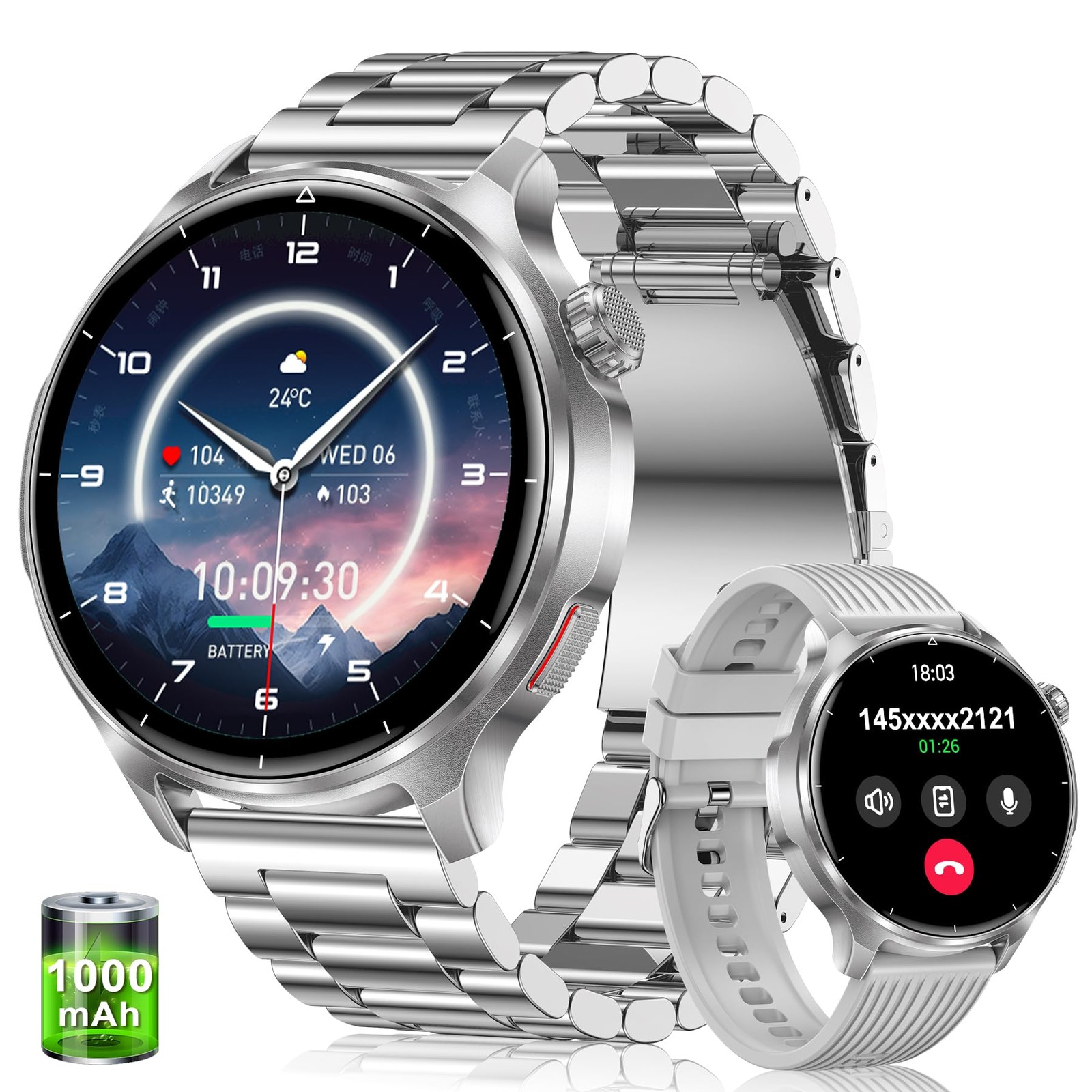 Military Smart Watch for Men (Answer/Make Calls), 1.52″ HD Rugged Smartwatch …