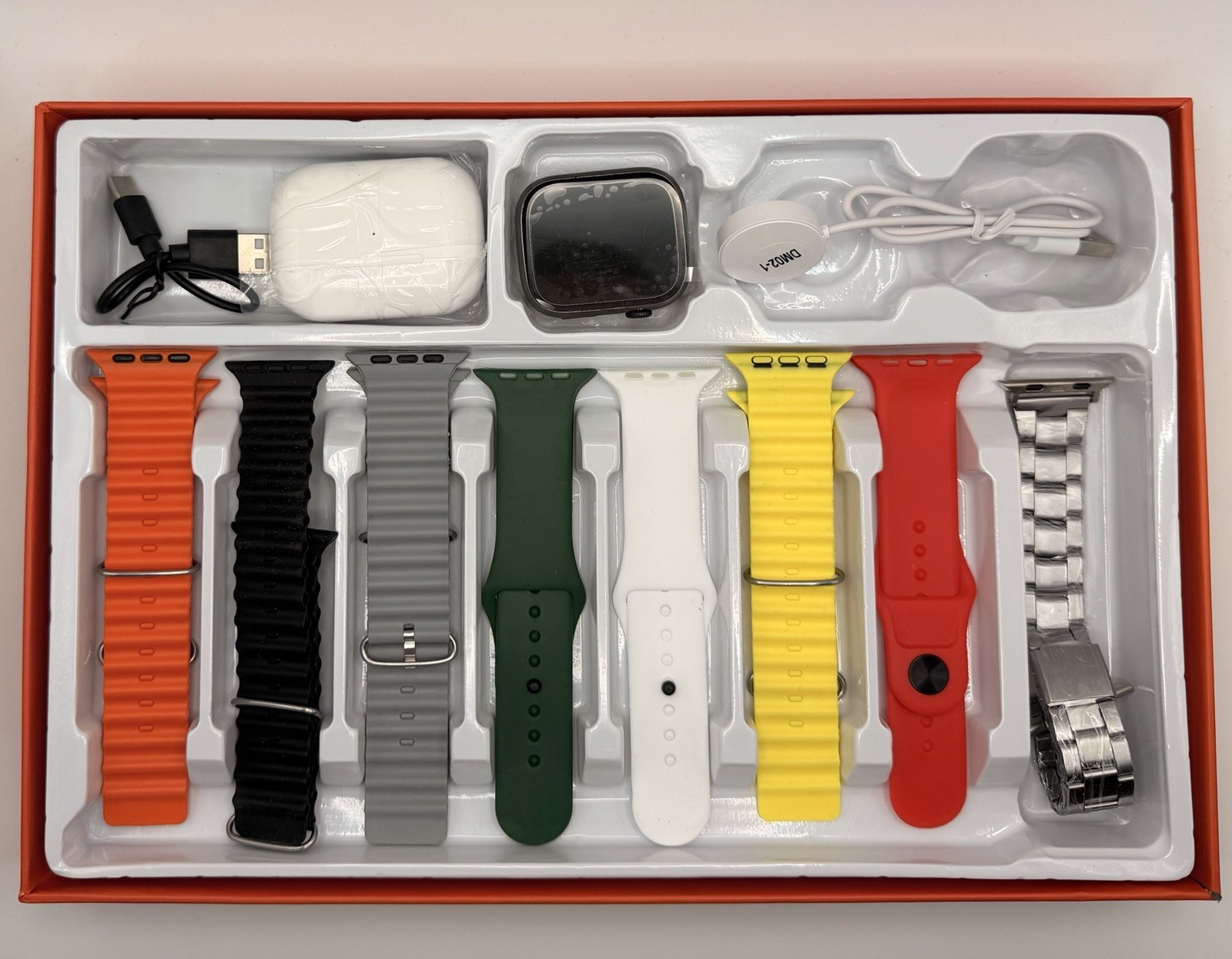 Smartwatch And ANC Earbuds Combo With Multicolor Band Bundle And Chargers