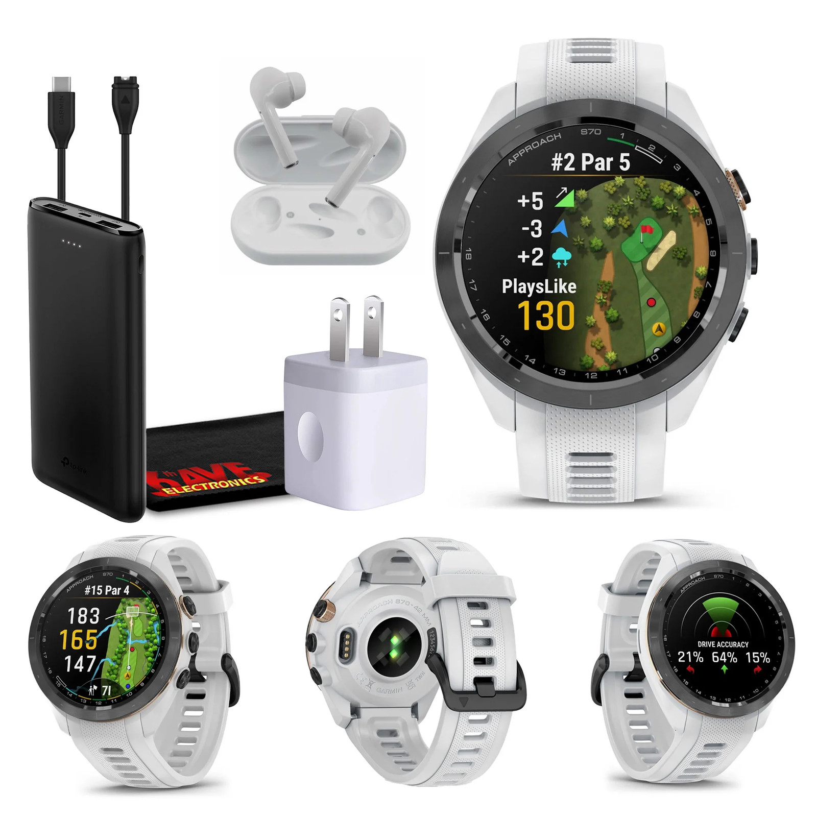 Garmin Approach S70 42MM Fitness Tracker Watch GPS Golf Smartwatch For Men-White