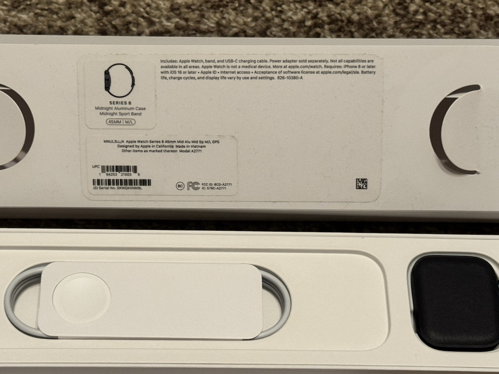 Apple Watch Series 8 45mm Midnight Aluminum Case with Sport Band, M/L (GPS)…