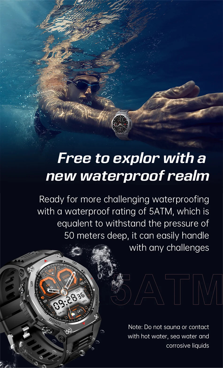 Military Smartwatch 1.43″ AMOLED GPS Bluetooth Call Waterproof Sports Watch