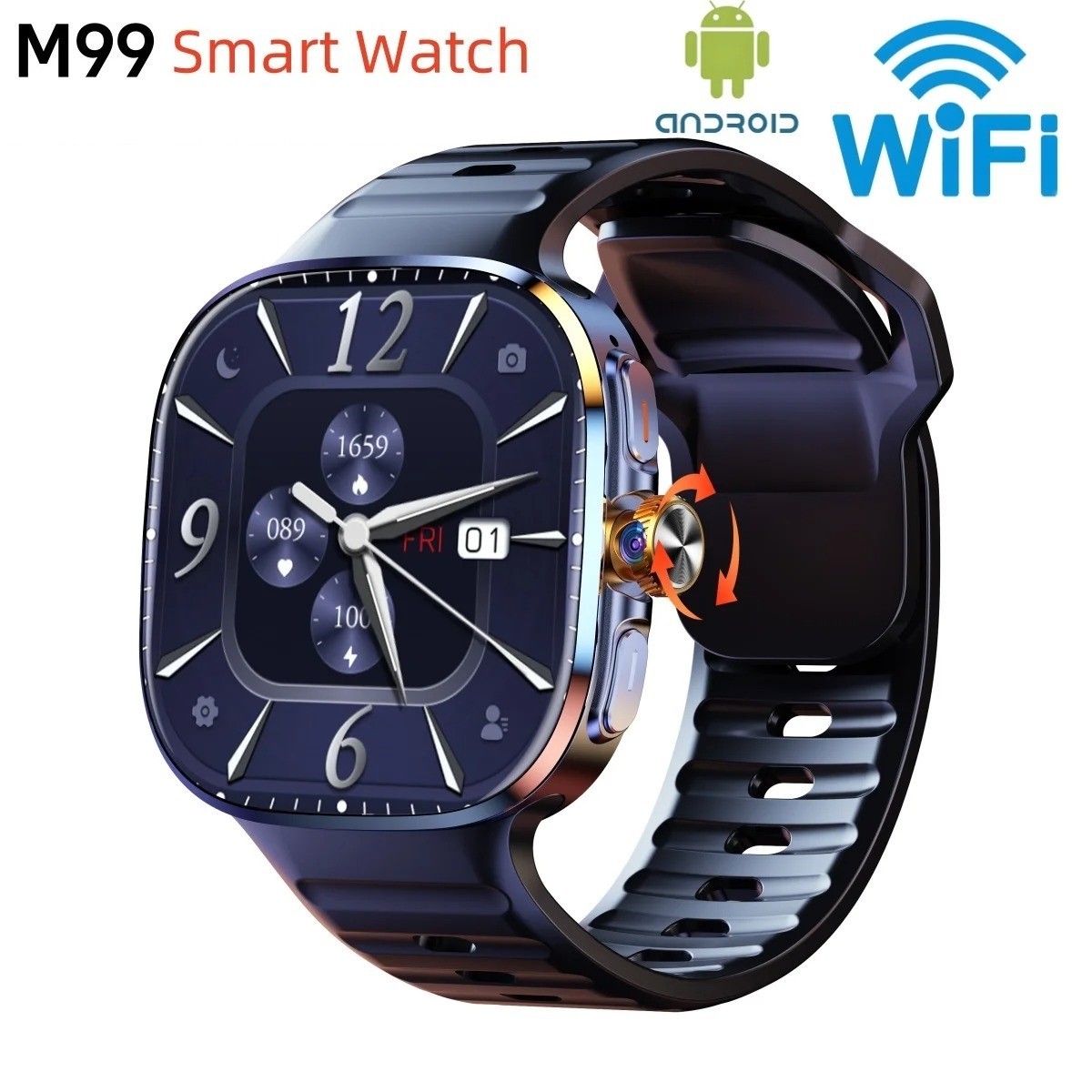 2.4″ Large Screen Smartwatch M99 4G SIM Card Android 10 3GB+32GB 2100mAh NFC NEW