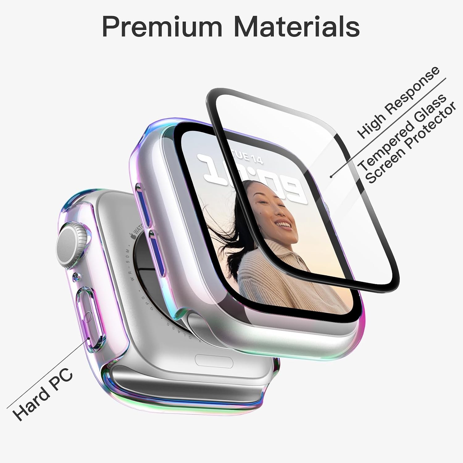 2 Pack Screen Protector Case for Apple Watch Series 11 46mm Metallic Luster Desi