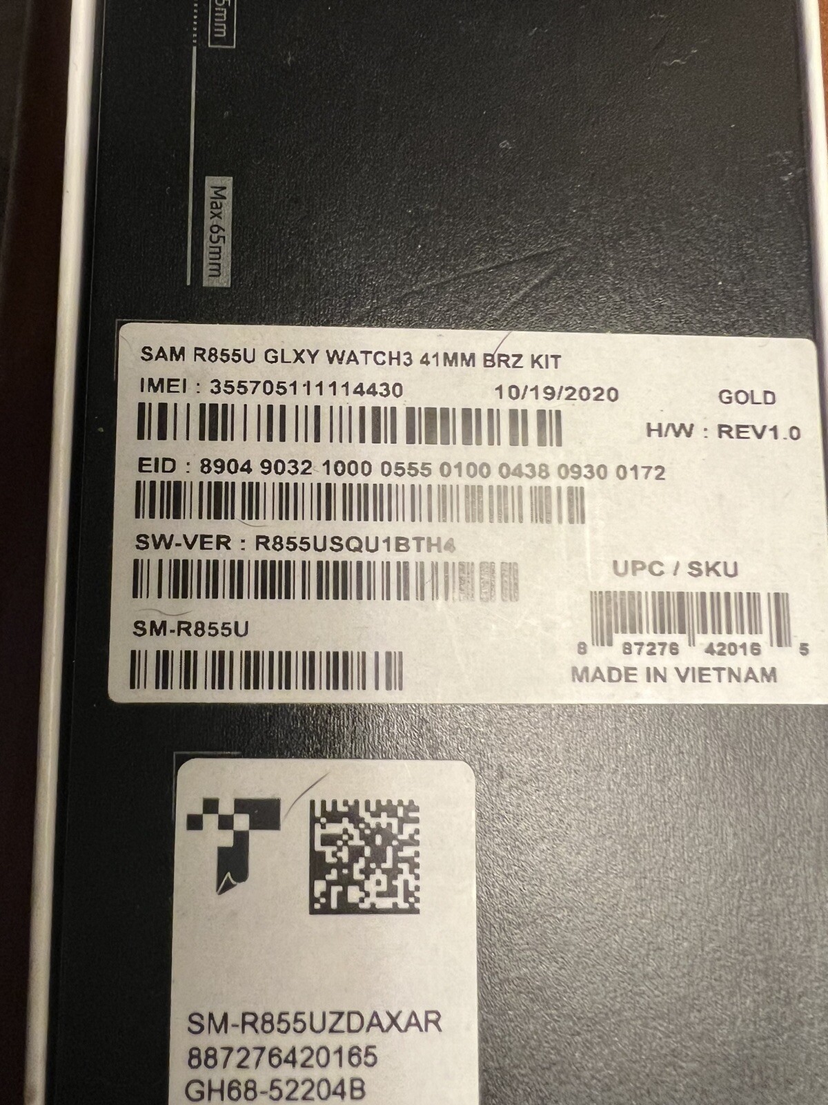 Samsung Galaxy Watch3 SM-R850 41mm Stainless Steel Case with White Band.