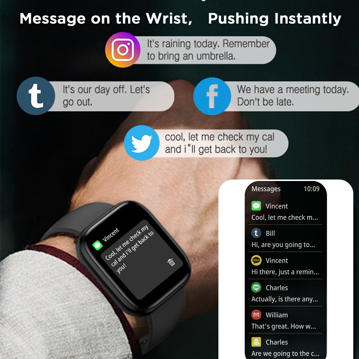 Bluetooth Call Smart Watch Heart Rate BP Sleep Fitness Monitor Waterproof Watch