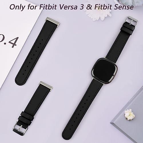 Leather Bands Compatible with Fitbit Versa 4 and Sense 2 Watches for Women Men
