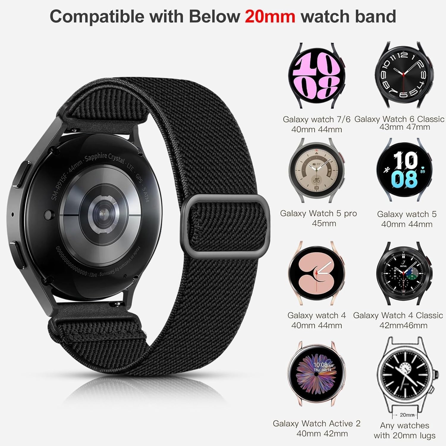 Nylon Replacement Strap 3 Pack for Samsung Galaxy Watch 7 Ultra 47mm Bands