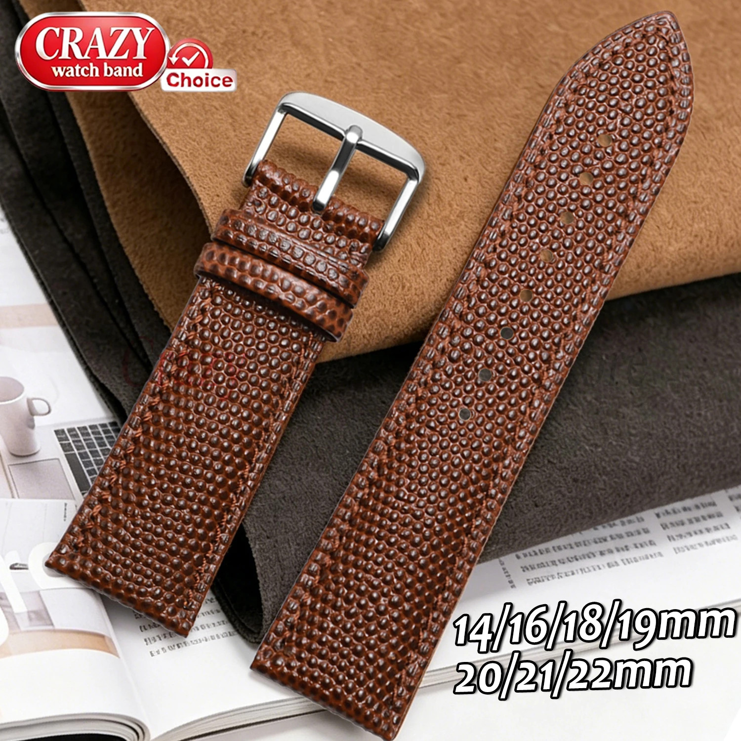 Lizard Texture Leather Watch Strap 14mm 16mm 18mm 19mm 20mm 21mm 22mm Business C