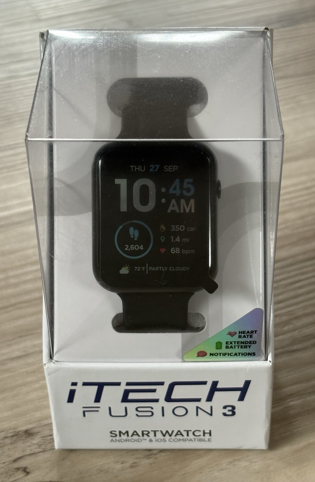 iTech Fusion 3 Smartwatch with Multi-Sport Silicone Black Band Brand New