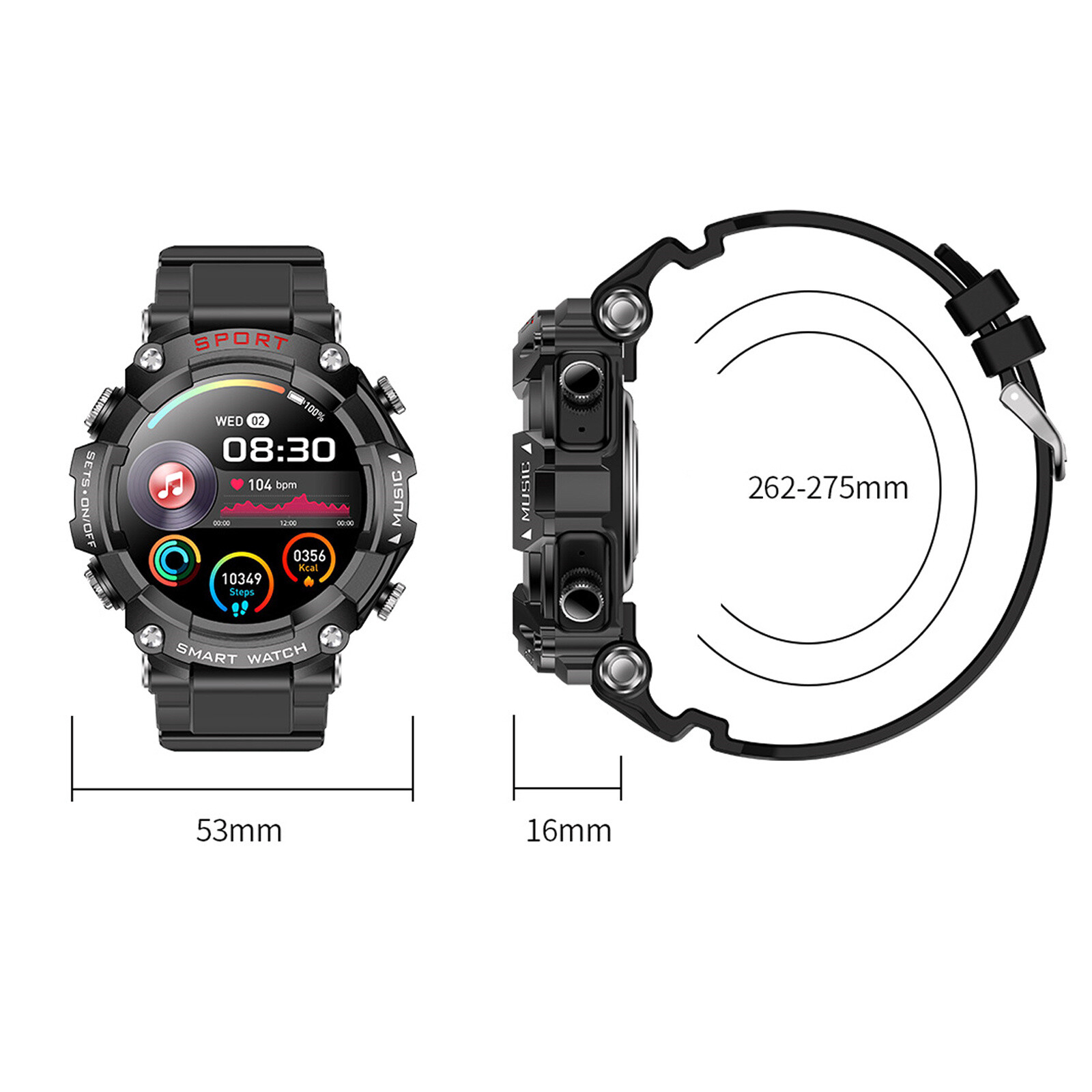 T96 MP3 Exercise Heart Rate Blood Pressure Oximetry Bluetooth Smart Watch