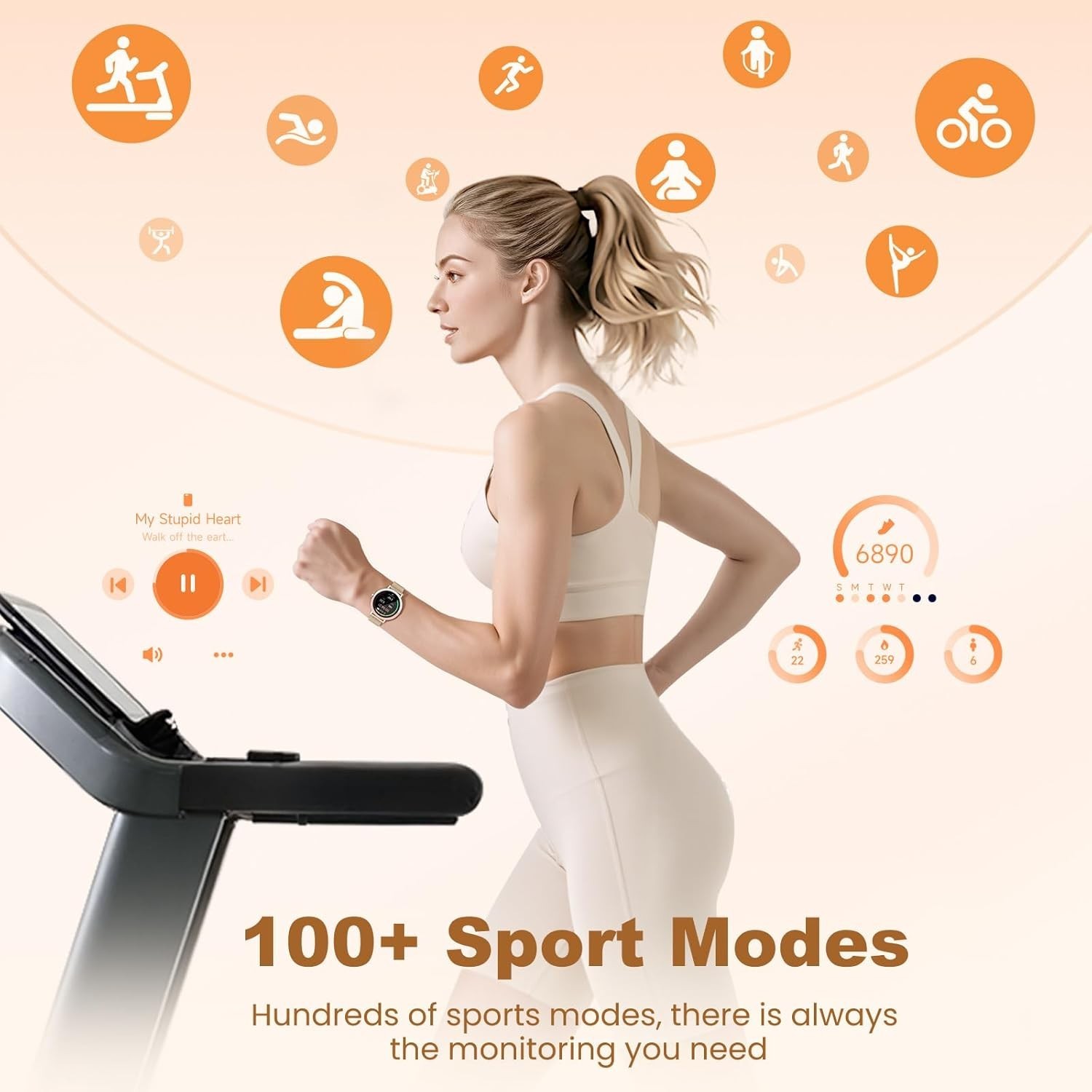 Stylish Women’s Fitness Tracker with 100+ Sports Modes & Bluetooth Connectivity