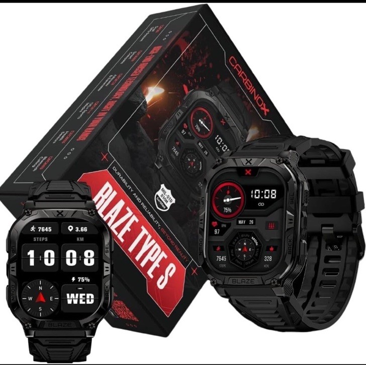 CARBINOX “BLAZE TYPE S ” Tactical Military Smartwatch IP69K Black – NEW SEALED