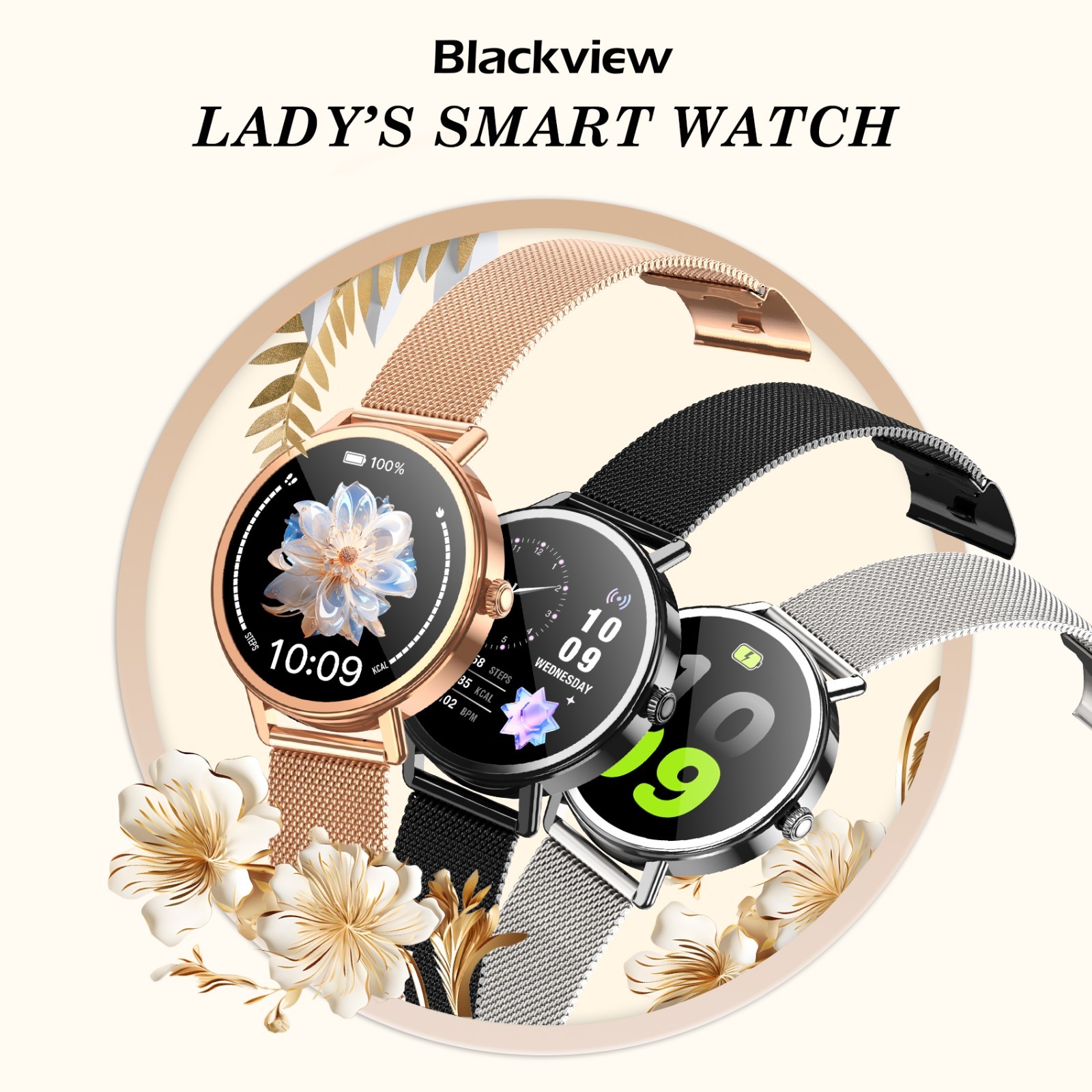 Blackview Smart Watch for lady Women with Bluetooth Calls Health Fitness Watches