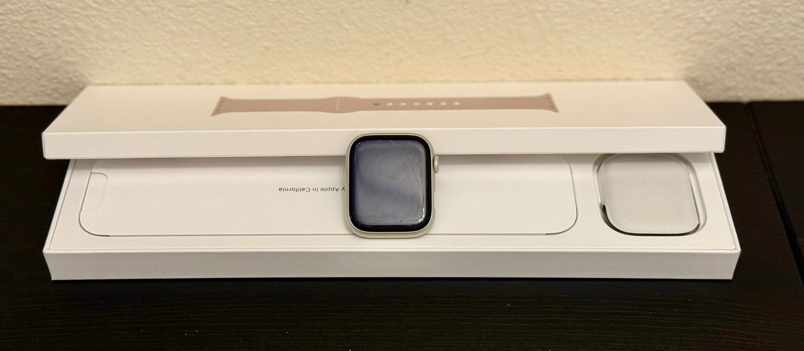 Used Apple Watch Series 7 45mm GPS with Unused Sport Band – Starlight