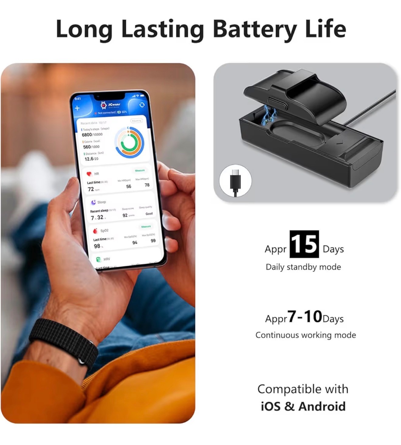 IAMJOY Smart Health Wristband, Wearable Activity & Fitness Tracker Black