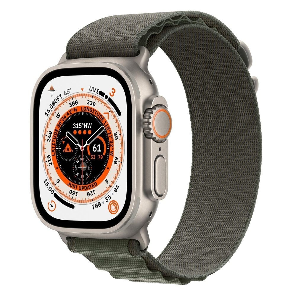 Apple Watch Series Ultra GPS+LTE 49MM Titanium Case w/Green Alpine Loop – Large