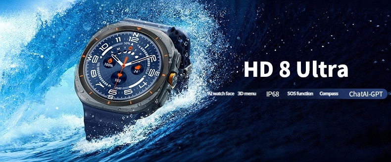 Ultra Smart Watch for Men IP68 Waterproof Compass Fitness Tracker GPS BT Call