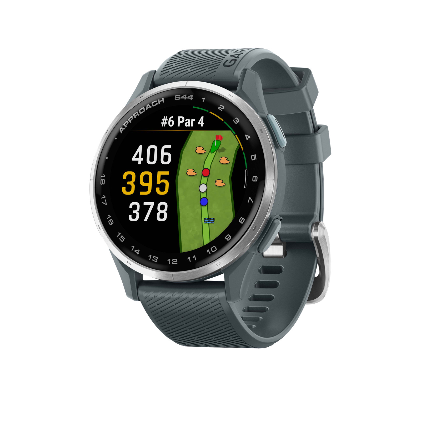 Garmin Approach S44, Silver Bezel/Twilight Band, (010-03009-01)