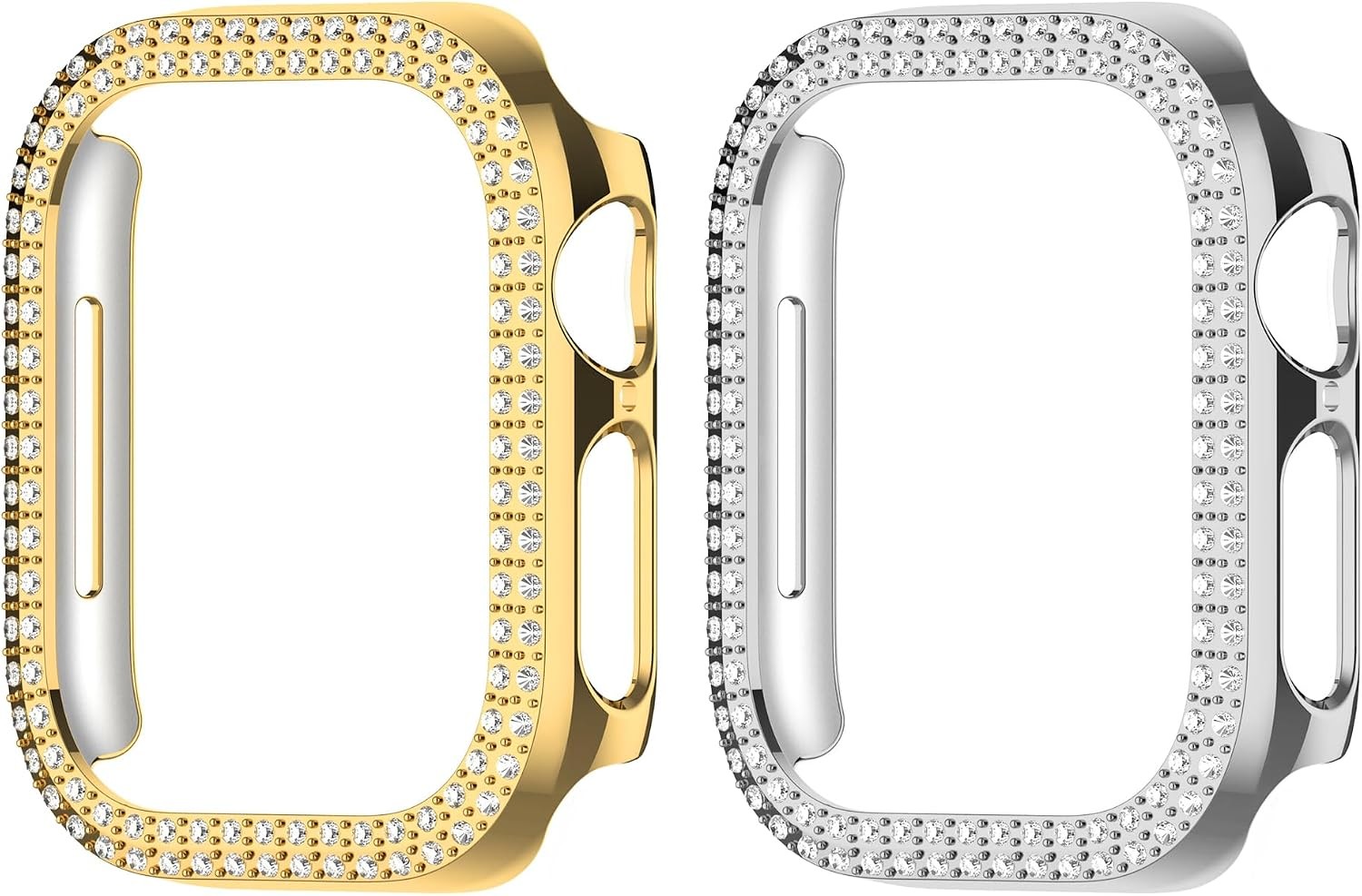 2-Pack Premium Metallic Shine Bling Bumper Cases for 45mm Apple Watch 9/8/7
