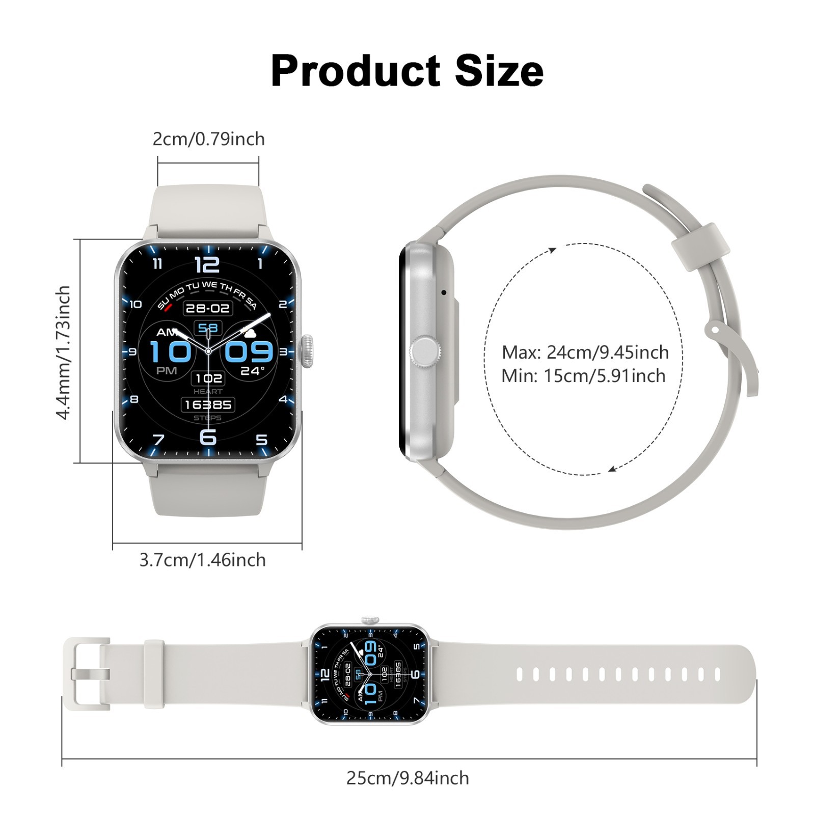 Smart Watch Women Men with Blood Pressure, Blood Oxygen Monitor Fitness Tracker