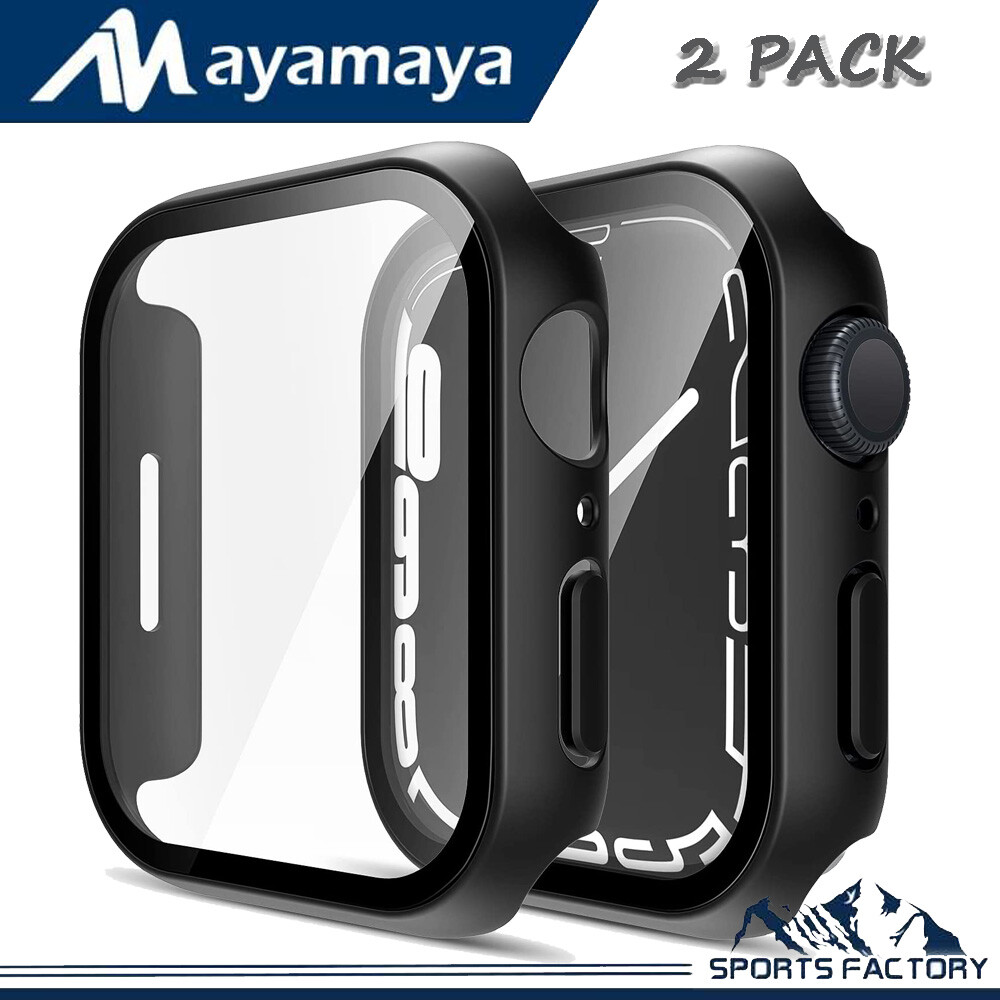 2x Fr Apple Watch 41/45MM Snap On Protective Case Cover Glass Screen Protector