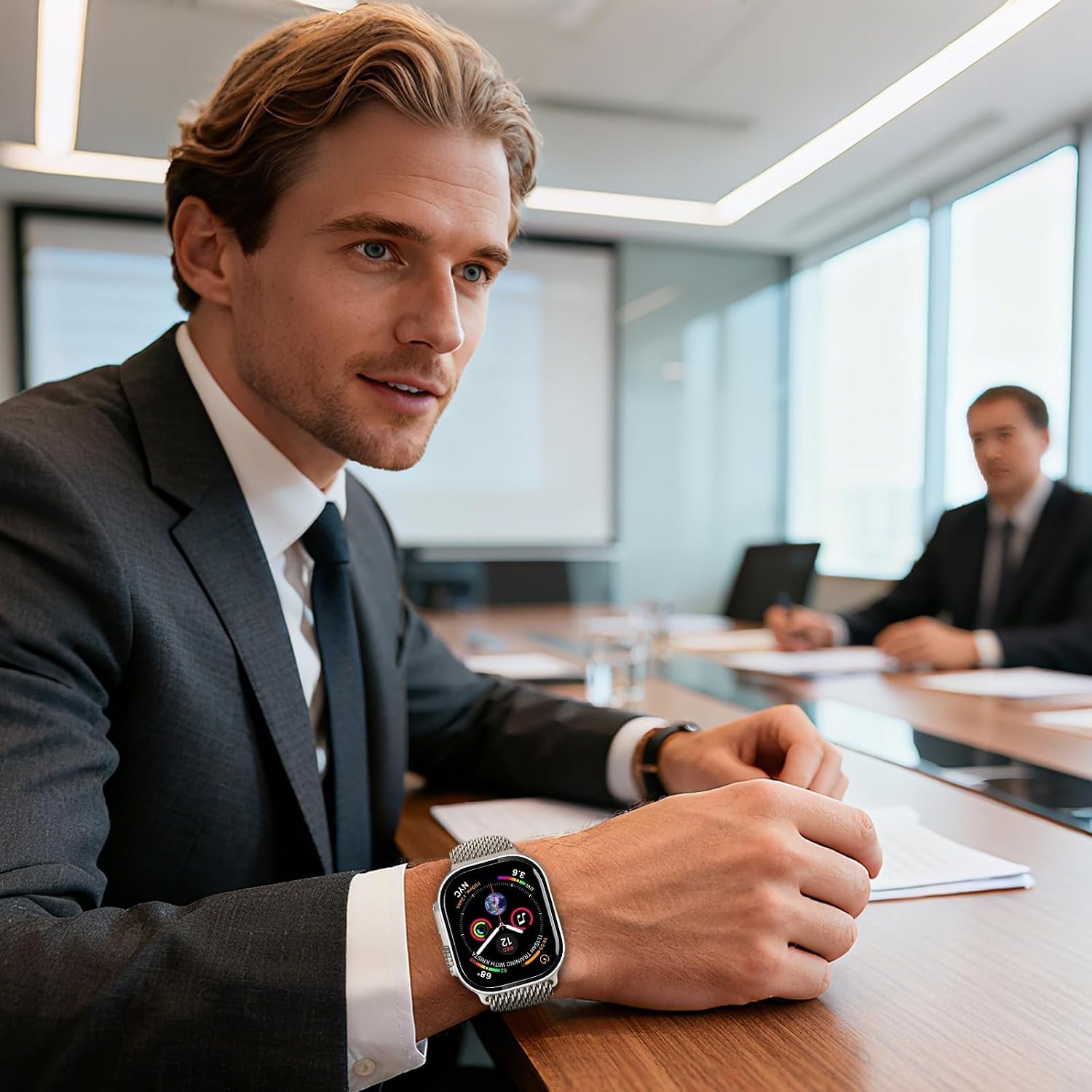 2-Pack Silver Case with Tempered Glass Protector for Apple Watch Ultra 49mm
