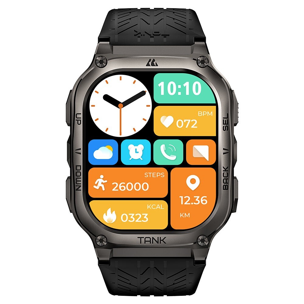 2024 KOSPET TANK M3 Smart Watch BLACK for Men Long Battery Life 50M Waterproof