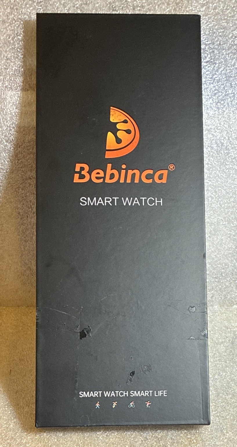 Bebinca Smart Watch 38mm Black Silicone Band Bluetooth HR BP Sleep iOS Android