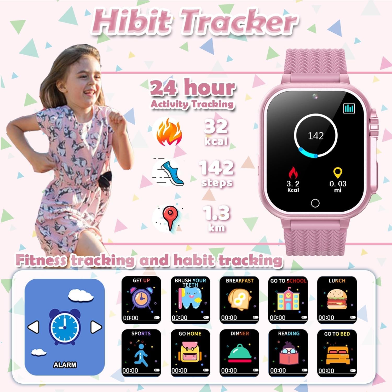Kids Smart Watch for Girls Ages 3-12 3 Sport Mode Video Camera Music 1.5″ HD