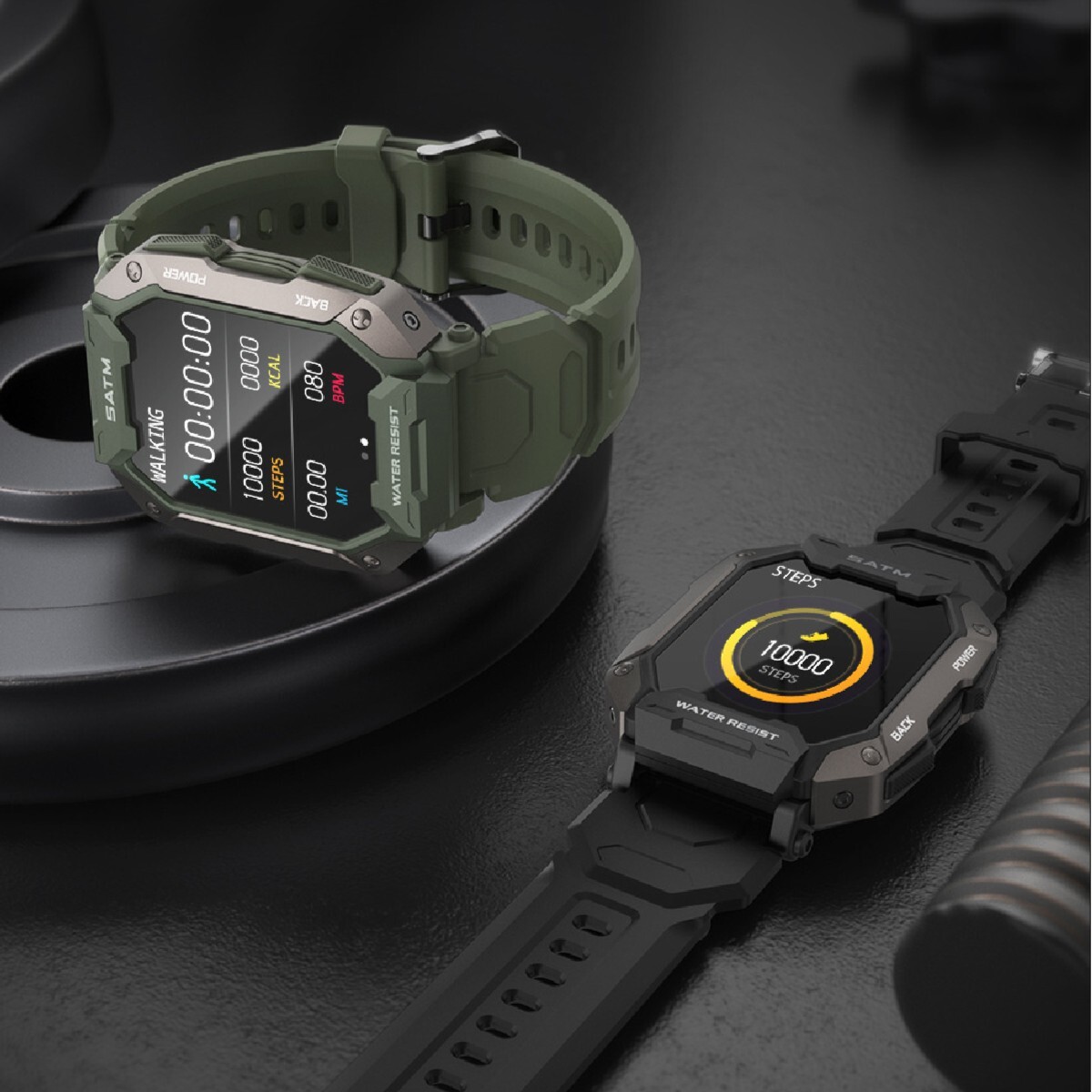 C20 Rugged Sports Smart Watch (Camo Green) – For Hiking/Camping