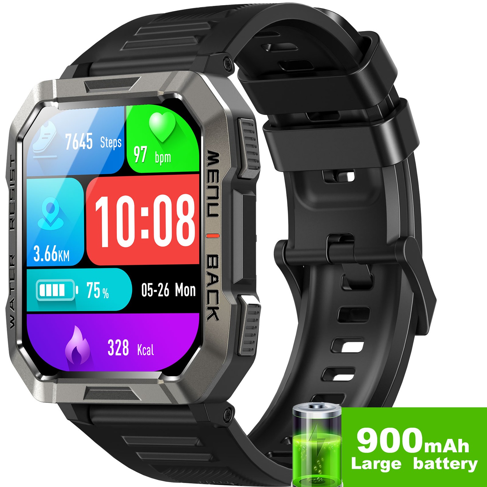 Reloj Inteligente Militar Resistente Hombre, Llamadas Bluetooth, Regalo Perfecto