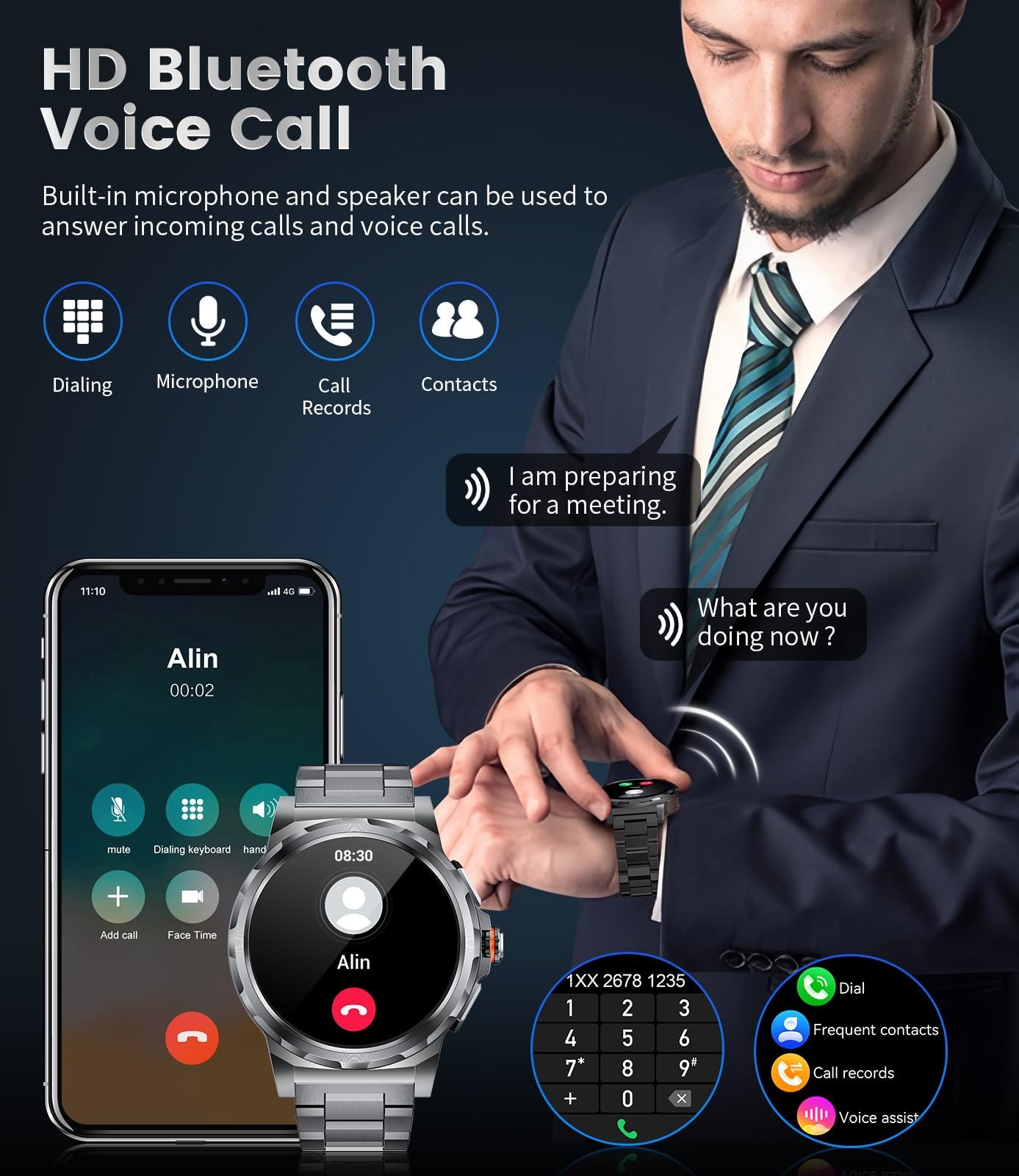Military for Men(Answer/Dial Calls),1.46” AMOLED Touchscreen/5ATM Waterproof…