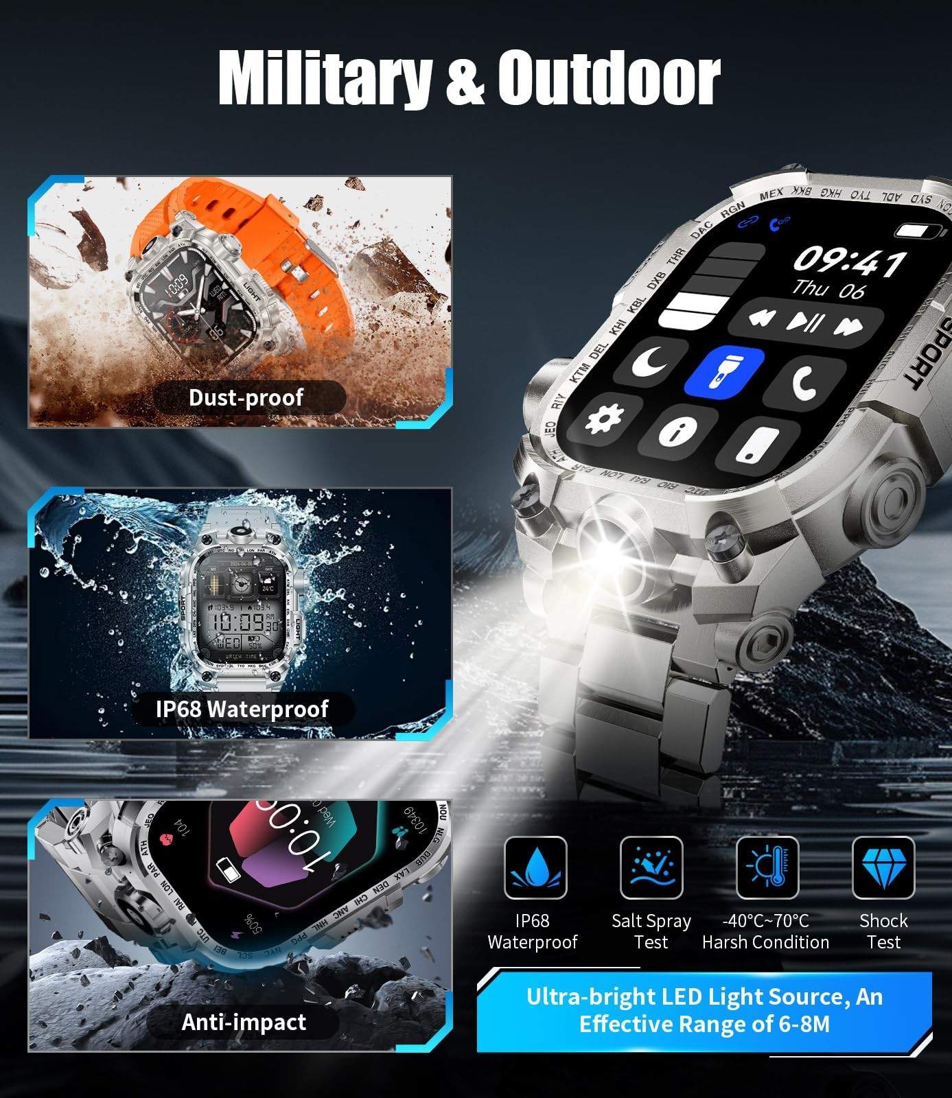 Hirreo Military Smart Watches For Menanswer/Make Calls2.01 Hd Screen Sports