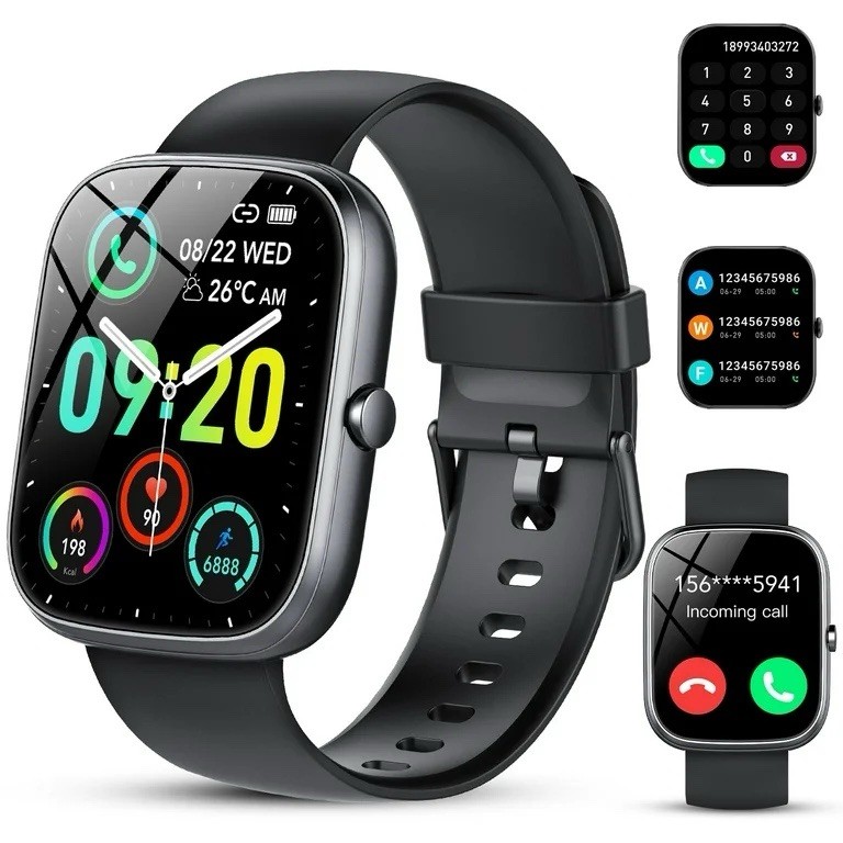 Smartwatch Call 1.91in HD Touch Screen Fitness Tracker Black iOS/Android