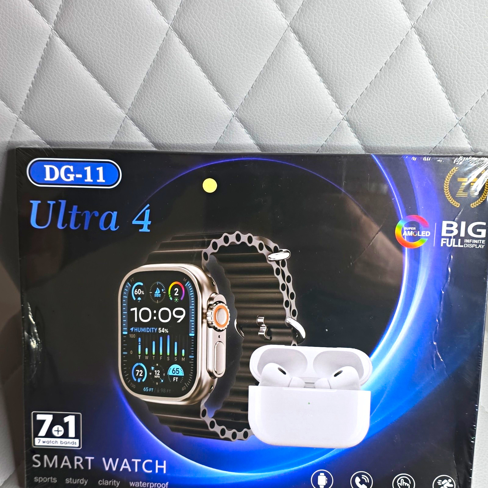 DG-11 Ultra 4 49mm AMOLED Smartwatch Fitness 32GB Unlocked 7+1 And Ears pods.